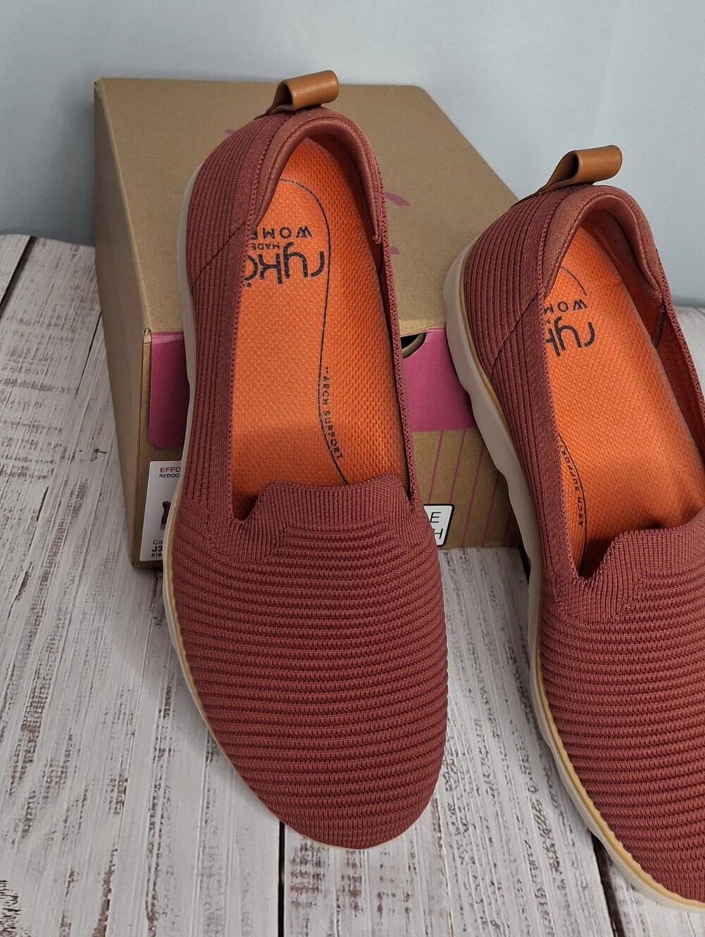 Ryka Women's Effortless Slip-On Sneaker Casual Athletic Red Ochre Size 7 Wide